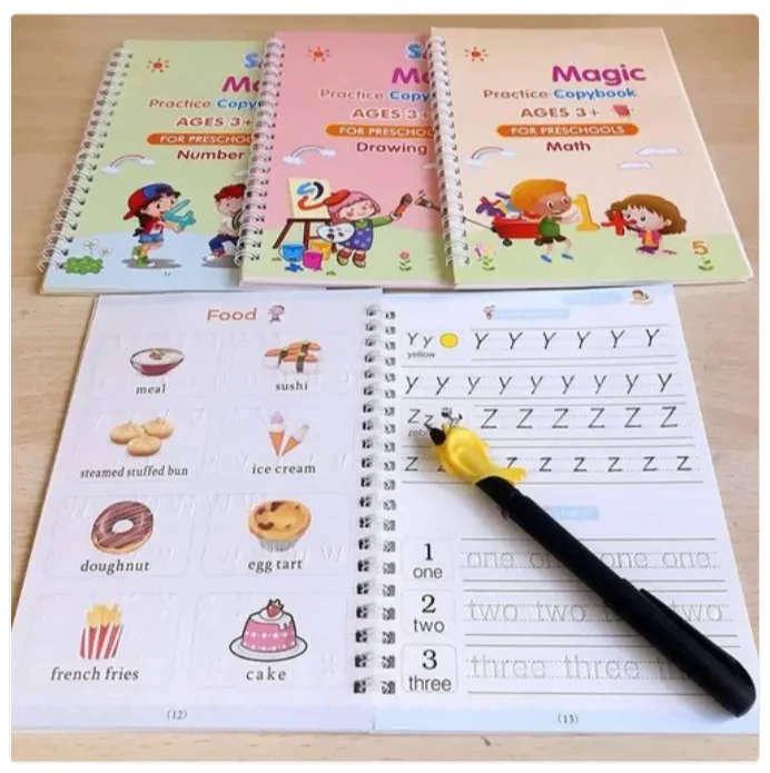 Sank Magic Practice Book for Kids – Set of 4 Reusable Learning Books with Magic Pen