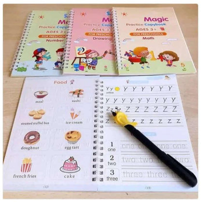Sank Magic Practice Book for Kids – Set of 4 Reusable Learning Books with Magic Pen