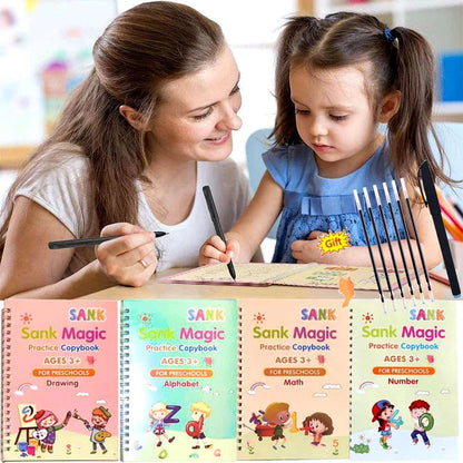 Sank Magic Practice Book for Kids – Set of 4 Reusable Learning Books with Magic Pen
