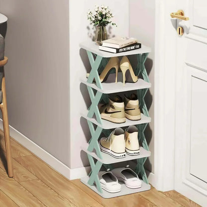 Imported Multilayer Folding Plastic Shoe Rack Organizer with X Shape